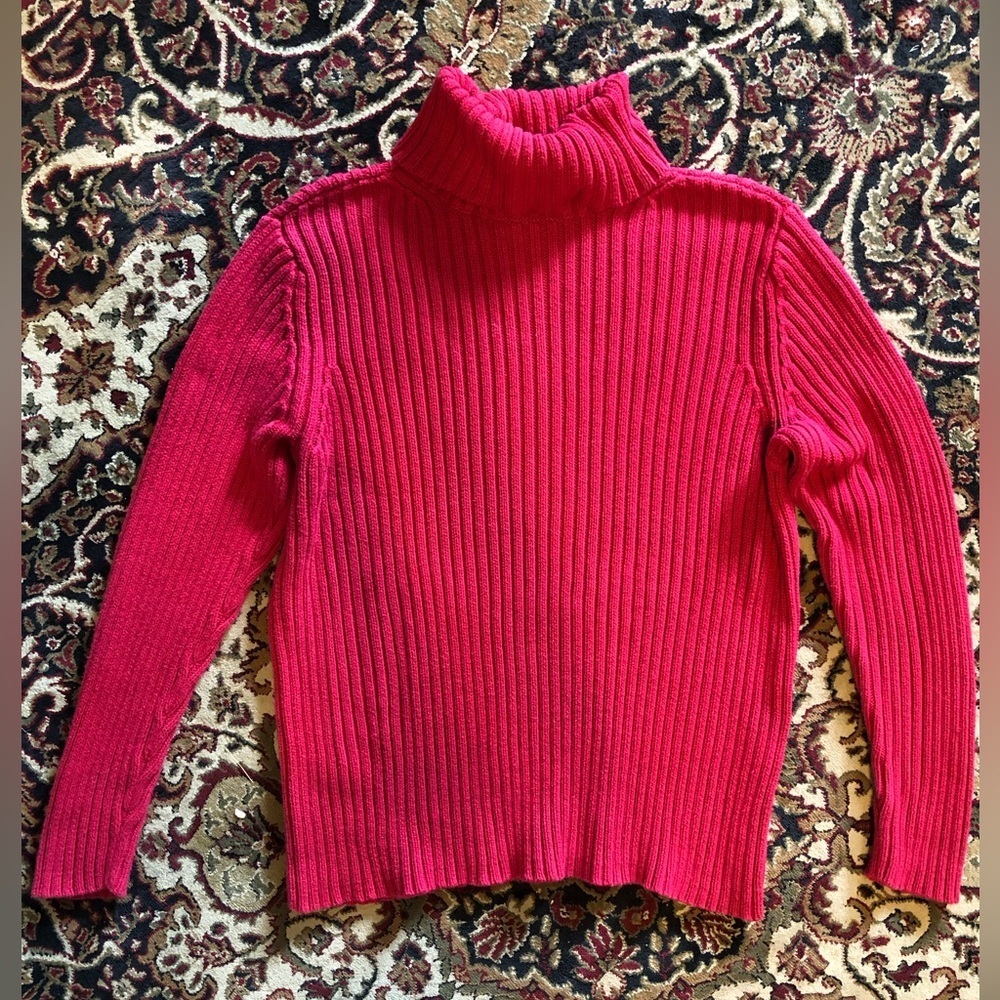 Vintage Cherokee Large Red Ribbed Turtleneck Sweater